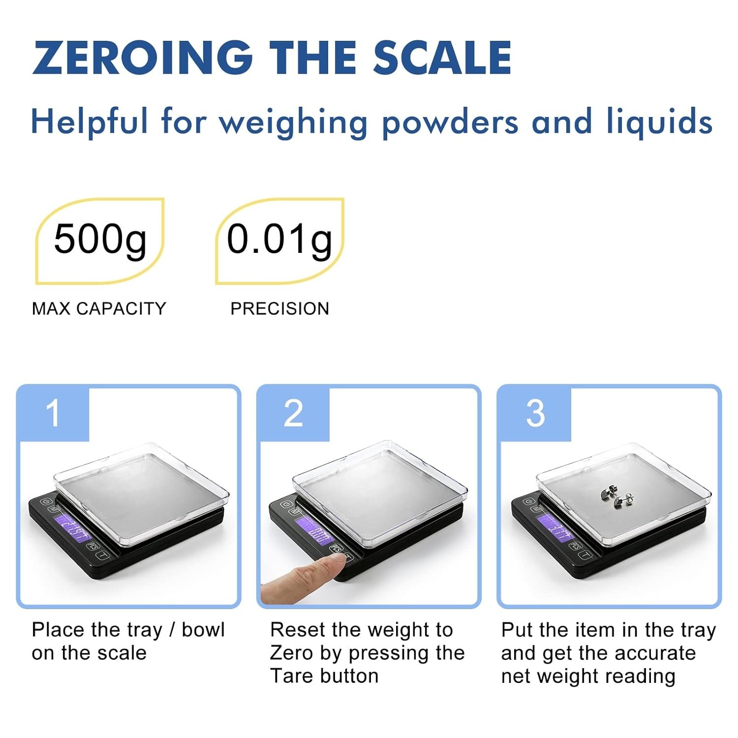 KitchenTour Mini Gram Scale 500g x 0.01g – Precision Weighing for Your Needs