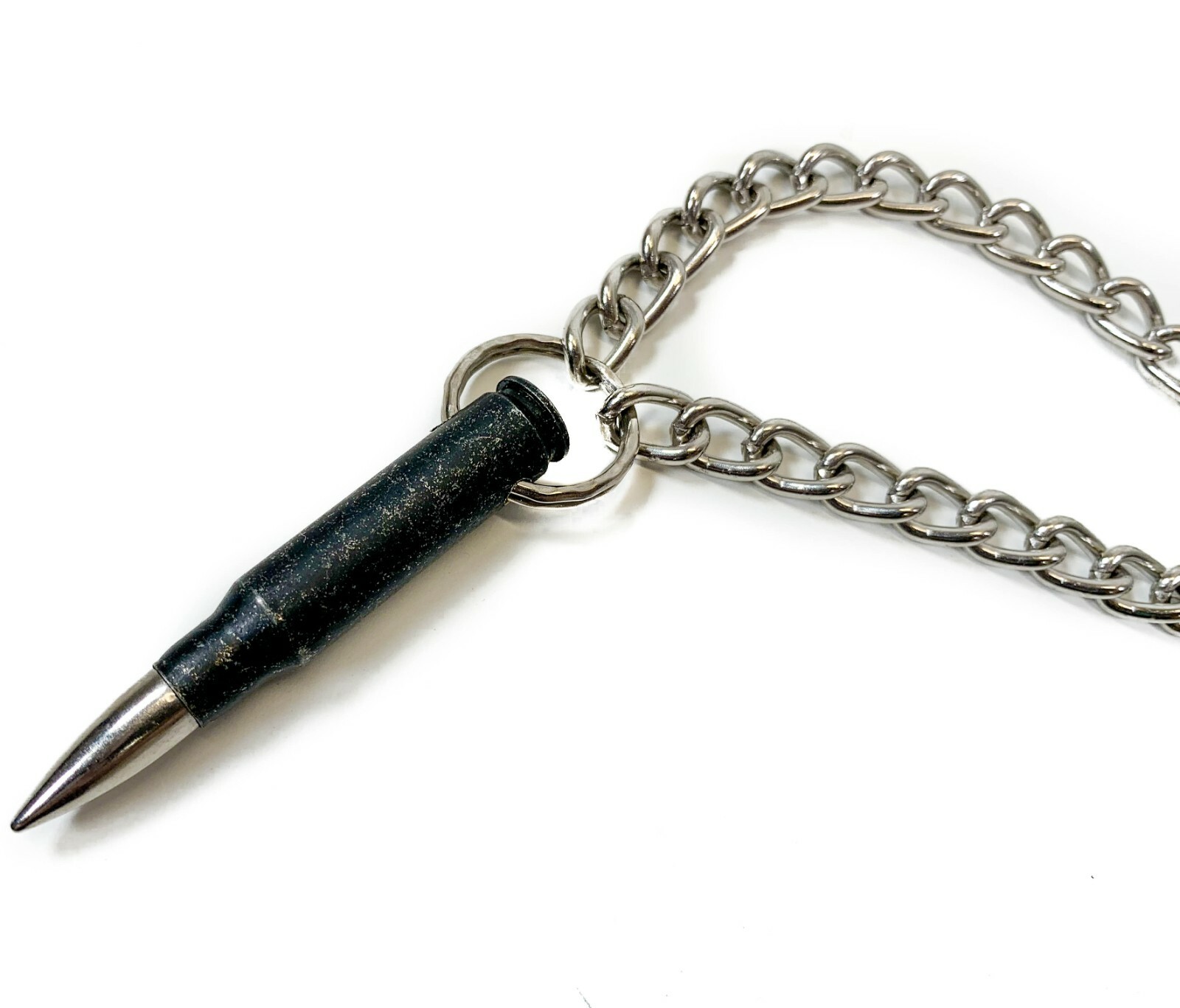 Rifle Bullet & Casing Necklace Chain Real .308 Black Bullet Nickel Tips Pendant