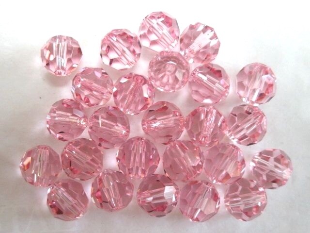 25 pc SWAROVSKI CRYSTAL LIGHT ROSE 6mm Loose PINK BEADS #5000 Round, October