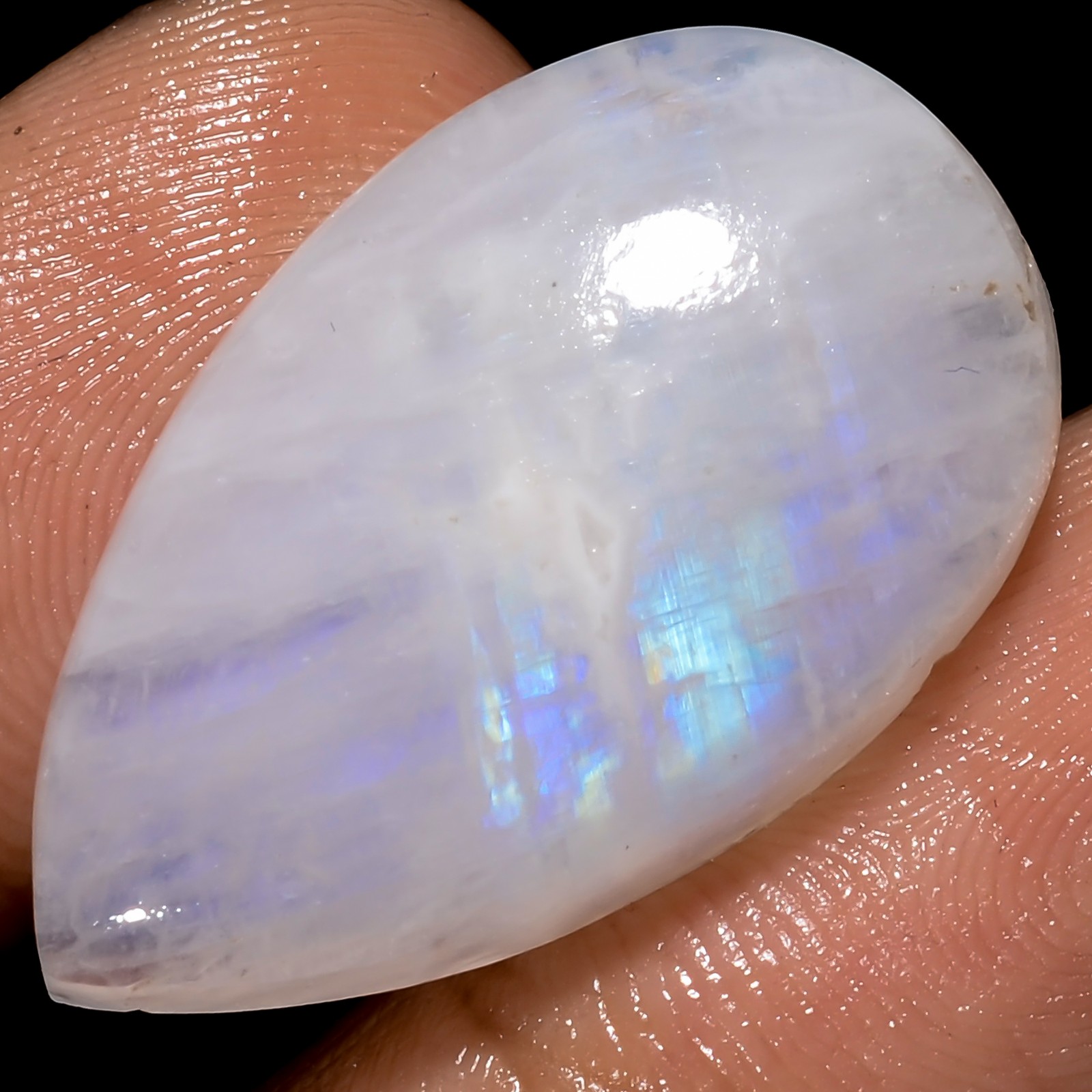 Natural Rainbow Moonstone Pear Cabochon Loose Gemstone 23.5 Ct 26X16X6mm X-18408
