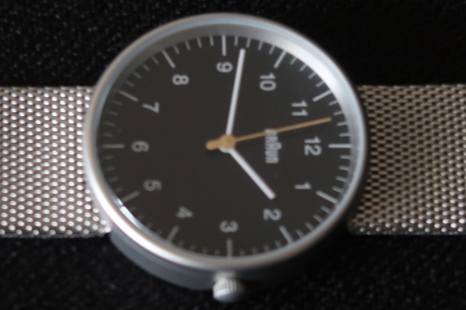 BRAUN BN0021 QUARTZ WATCH BLACK AND WHITE DIAL STEEL SHARK MESH STRAP A CLASSIC