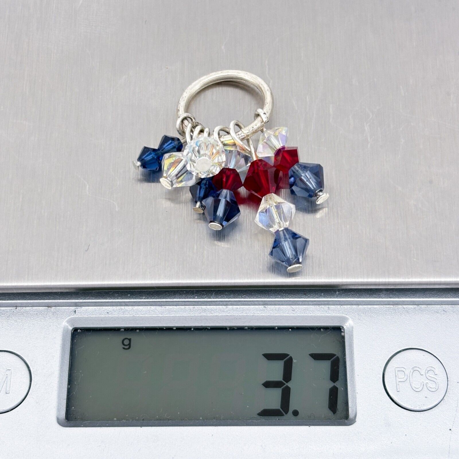 Vintage Silver-Tone 3.6cm Crystal Dangle Pendant