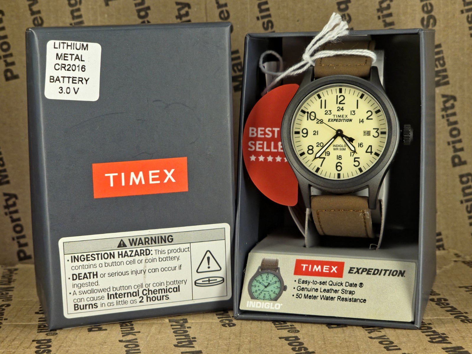 Timex Men’s T49963 Expedition Scout 40mm Leather Strap Watch