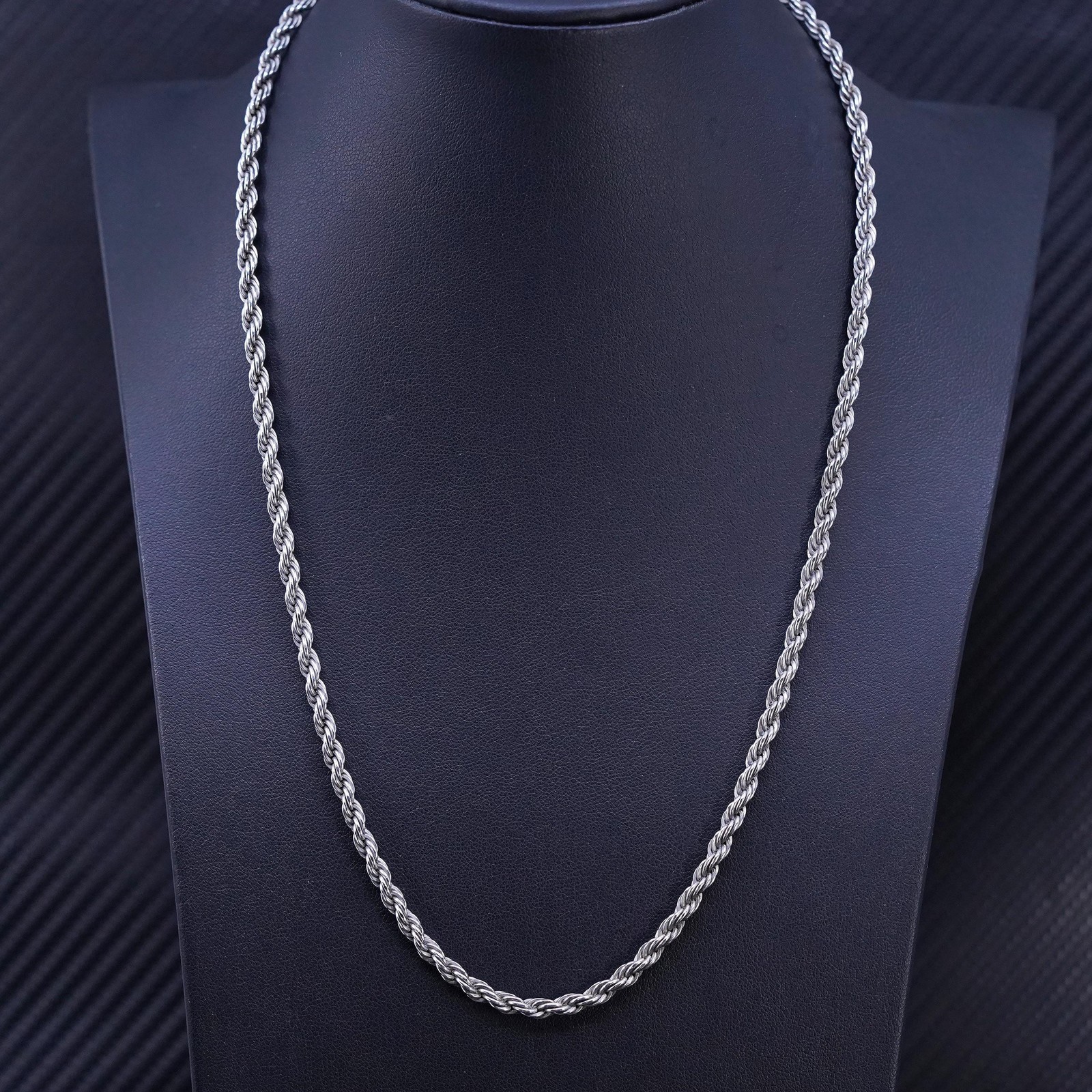 24” 4mm, vintage Armbrust sterling silver 925 French rope chain necklace