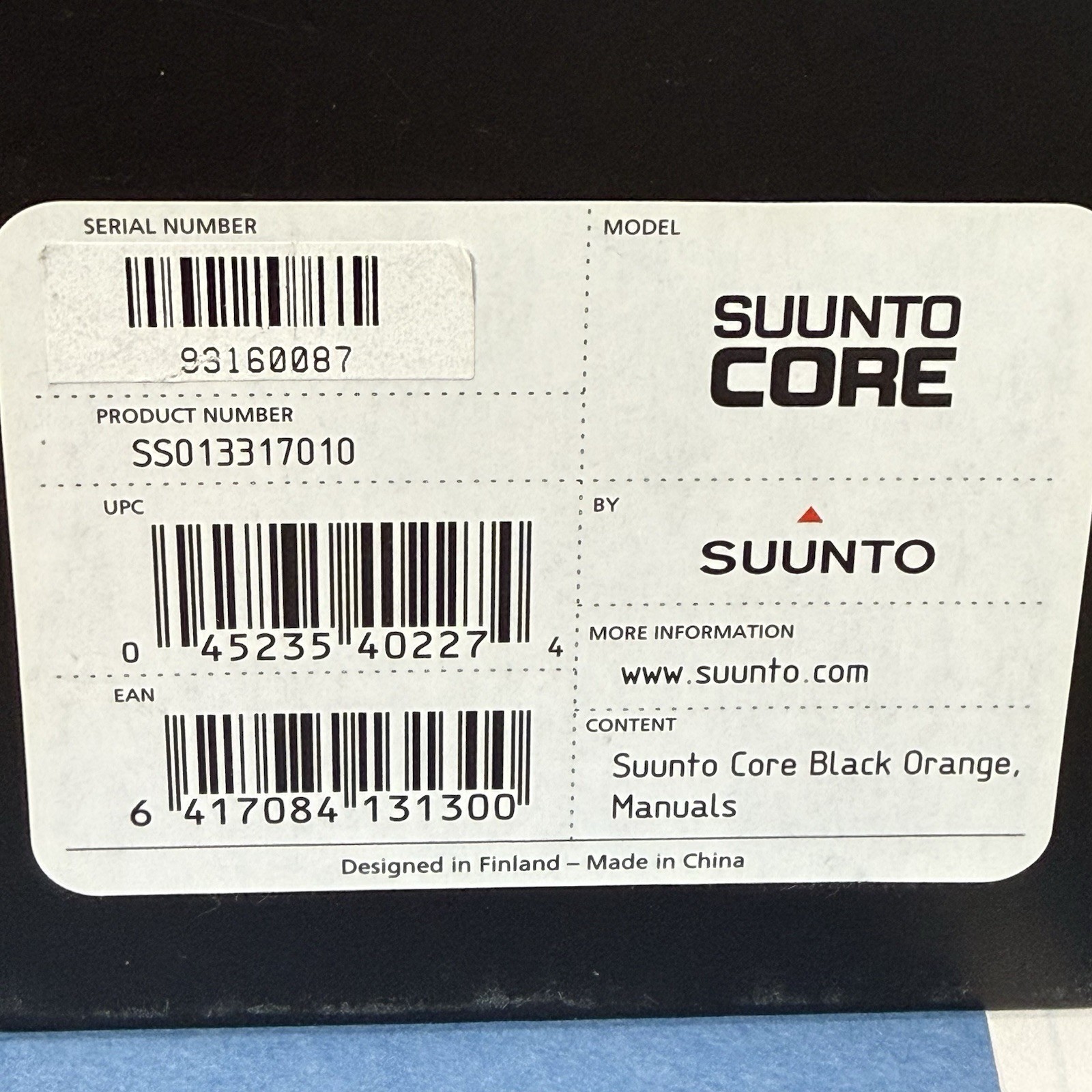 Suunto Core Men’s Black Watch Orange 2nd Band W/New Battery Altimeter Barometer