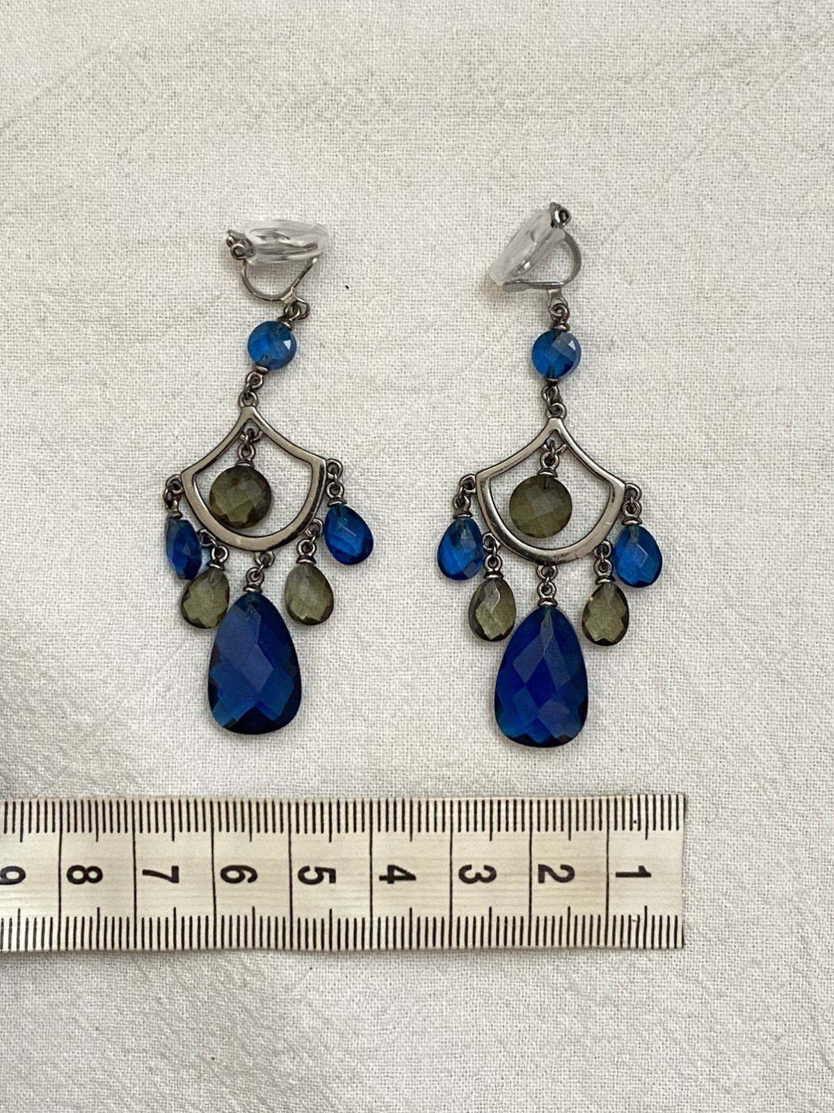 New Clip-On sparkle blue drop Earrings None Piercing Cuff