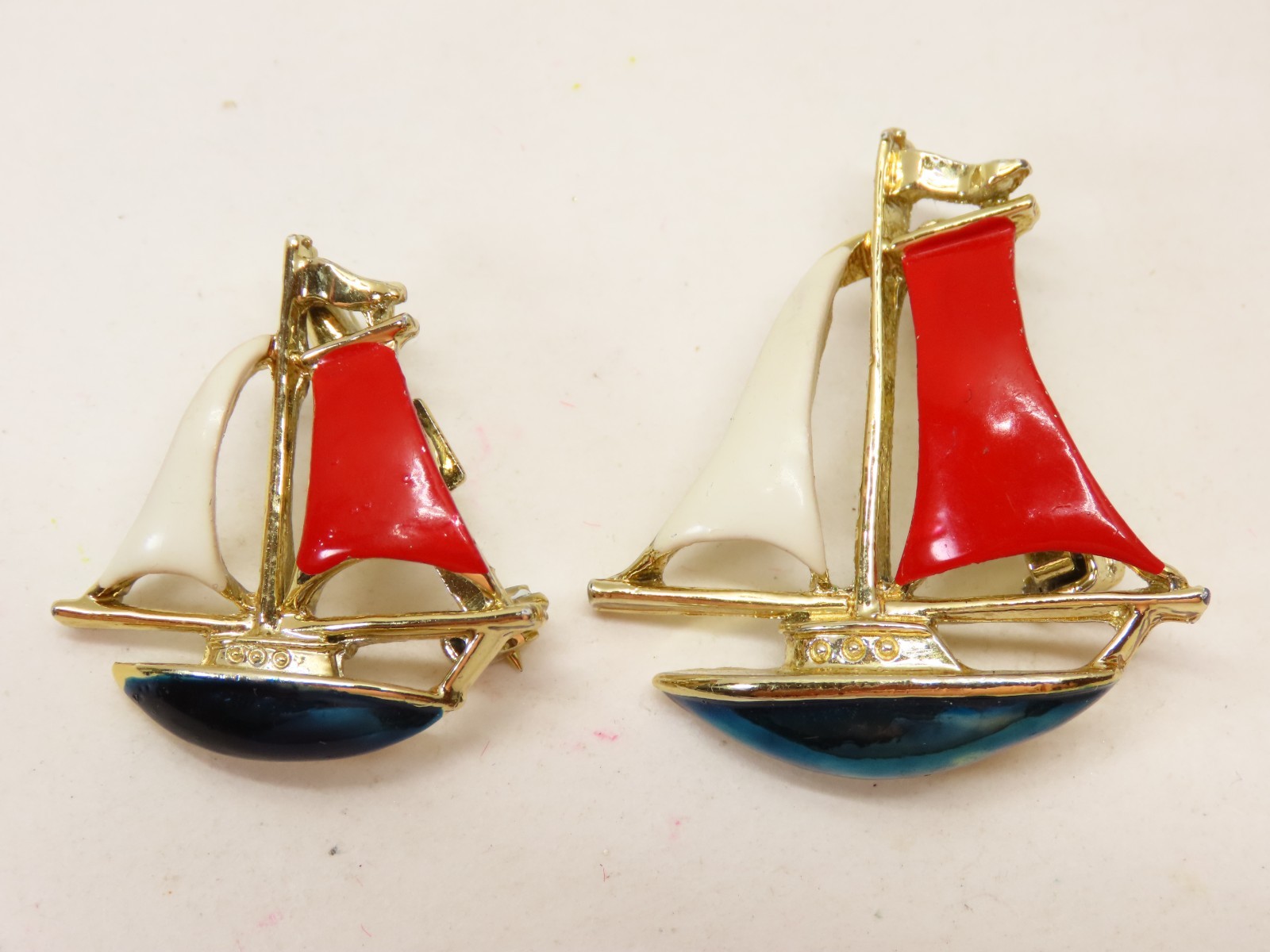 Gerry’s Sail Boats Brooch Pin Lot Enamel Gold Tone Signed D5748