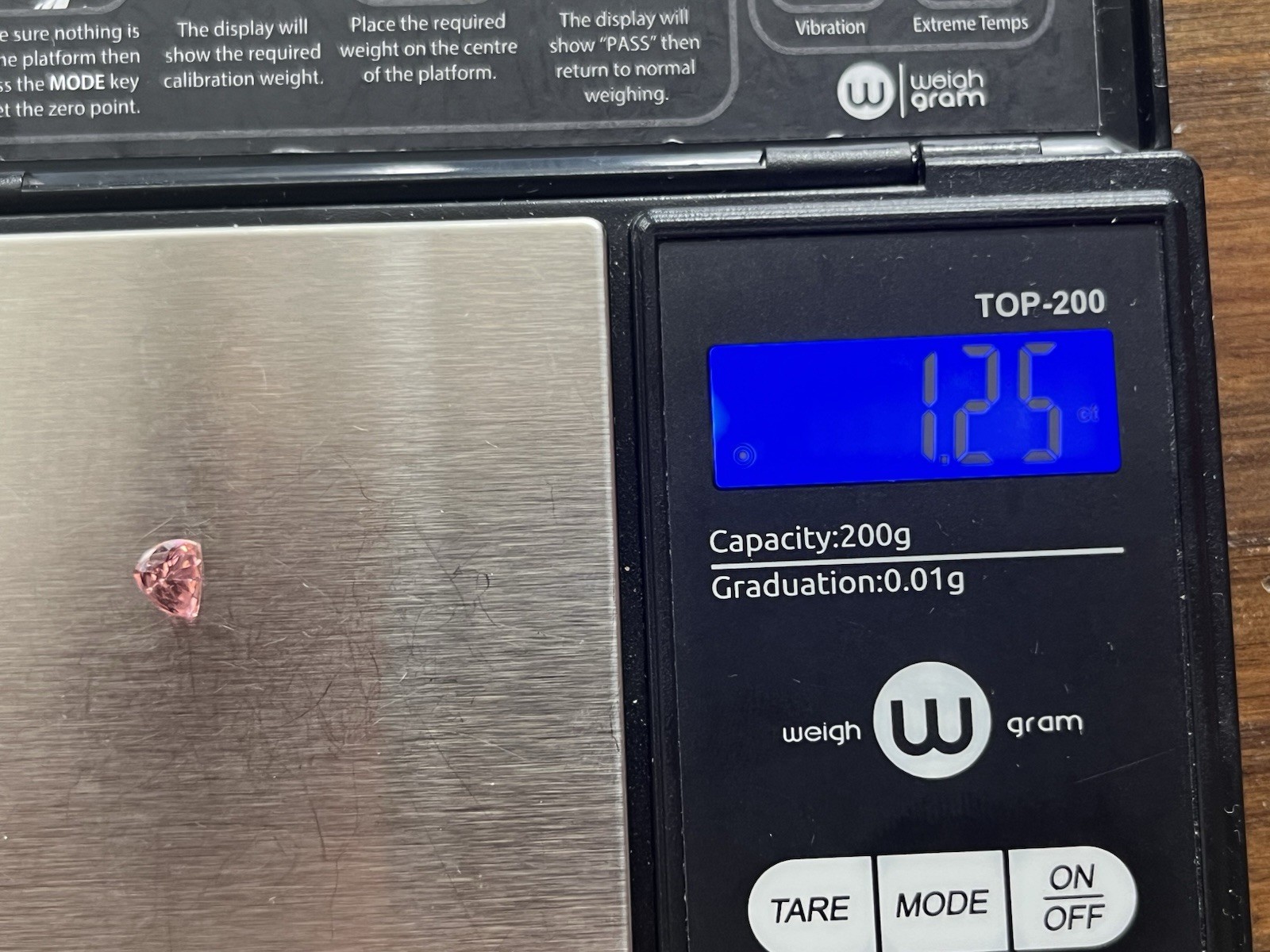 Pink YAG Trillion Cut 1.25 Carats