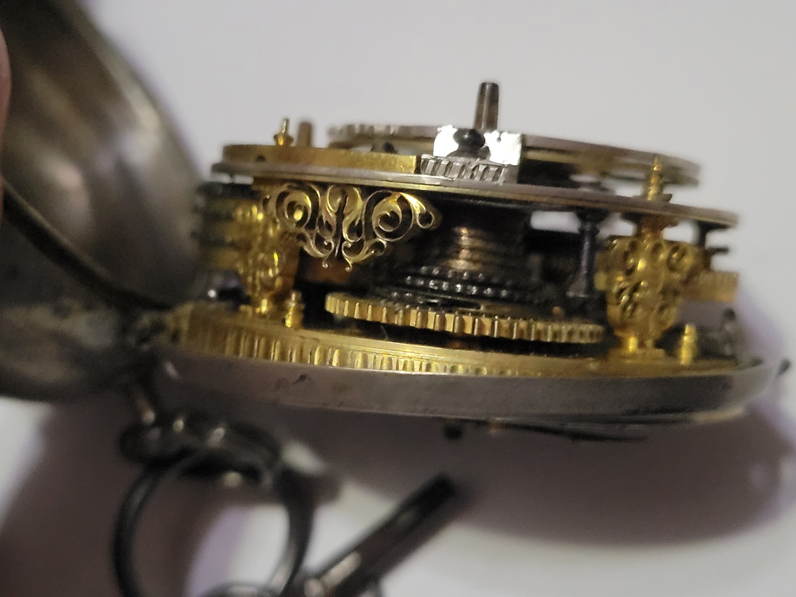 Antique Rare 1710 English Verge Fusee Pocket Watch Silver Pair Cased Calendar