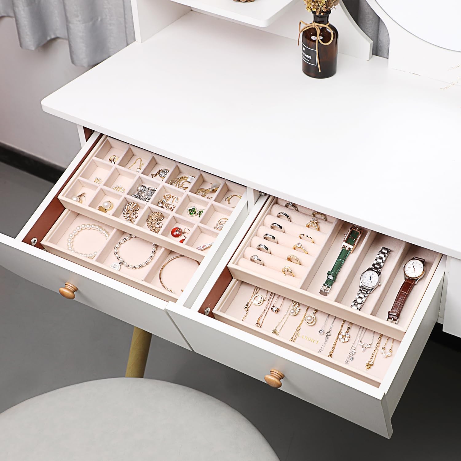 Jewelry Organizer Trays 10.23″ X 6.49″ X 4.92″ – Set of 4 PU Leather Storage