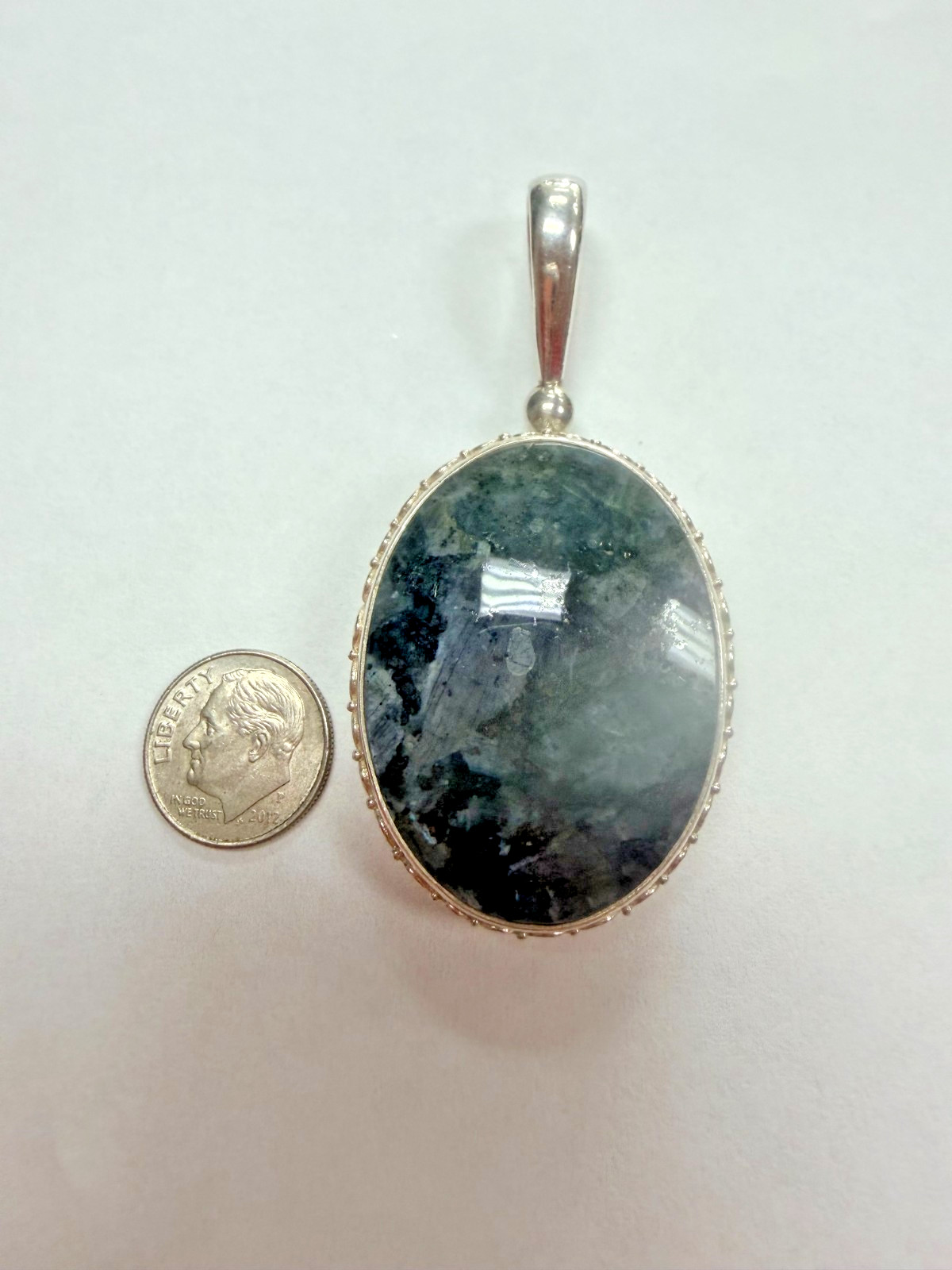 SAJEN Sterling Silver Blue and Grey Stone Drop Pendant [076DuW]