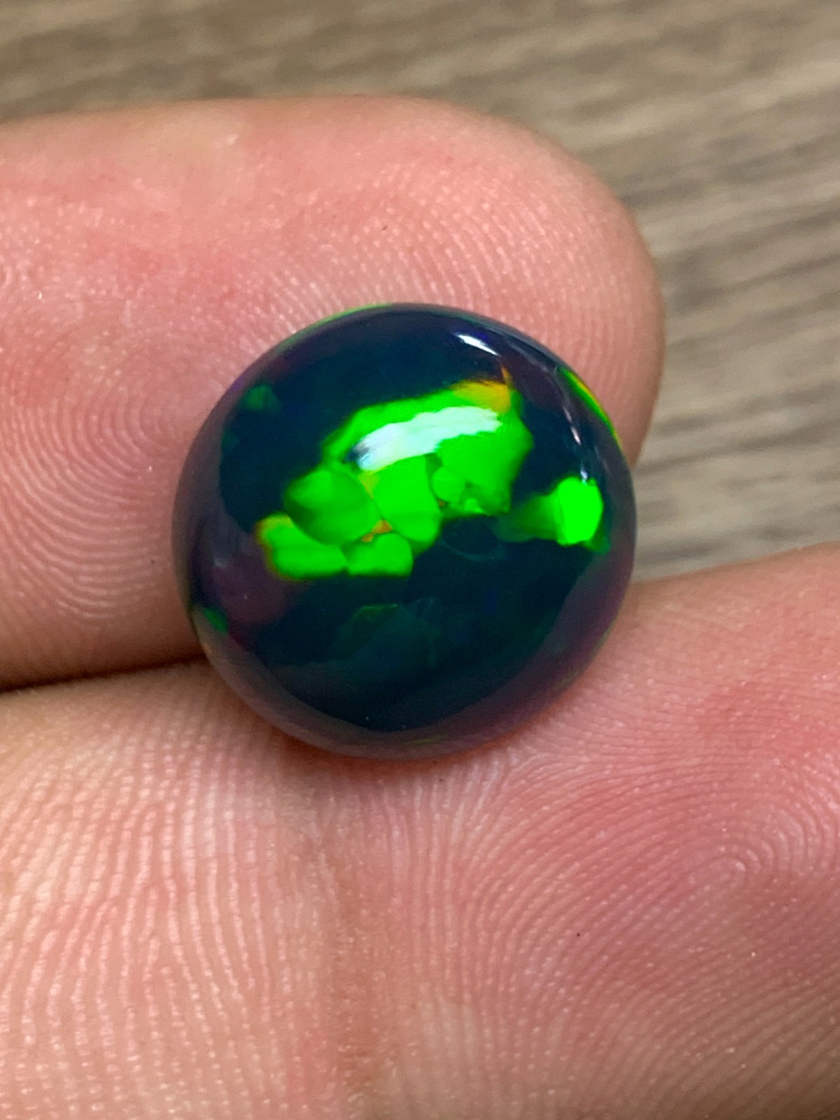Ethiopian Black Opal Gemstone 4.65crt Round Cabochon Honeycomb Welo Loose Stone