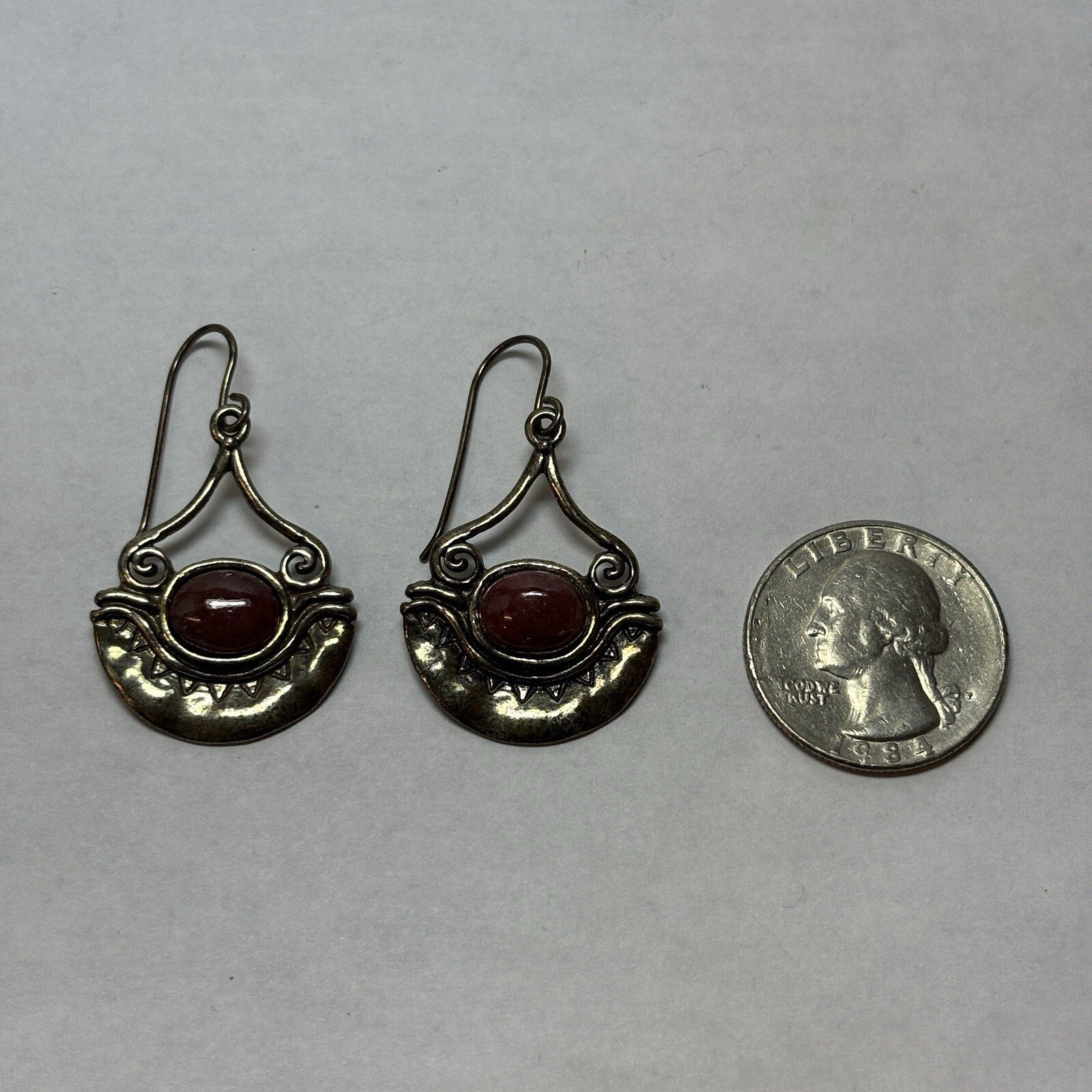 P Israel Sterling 925 Silver Pink Stone Dangle Earrings