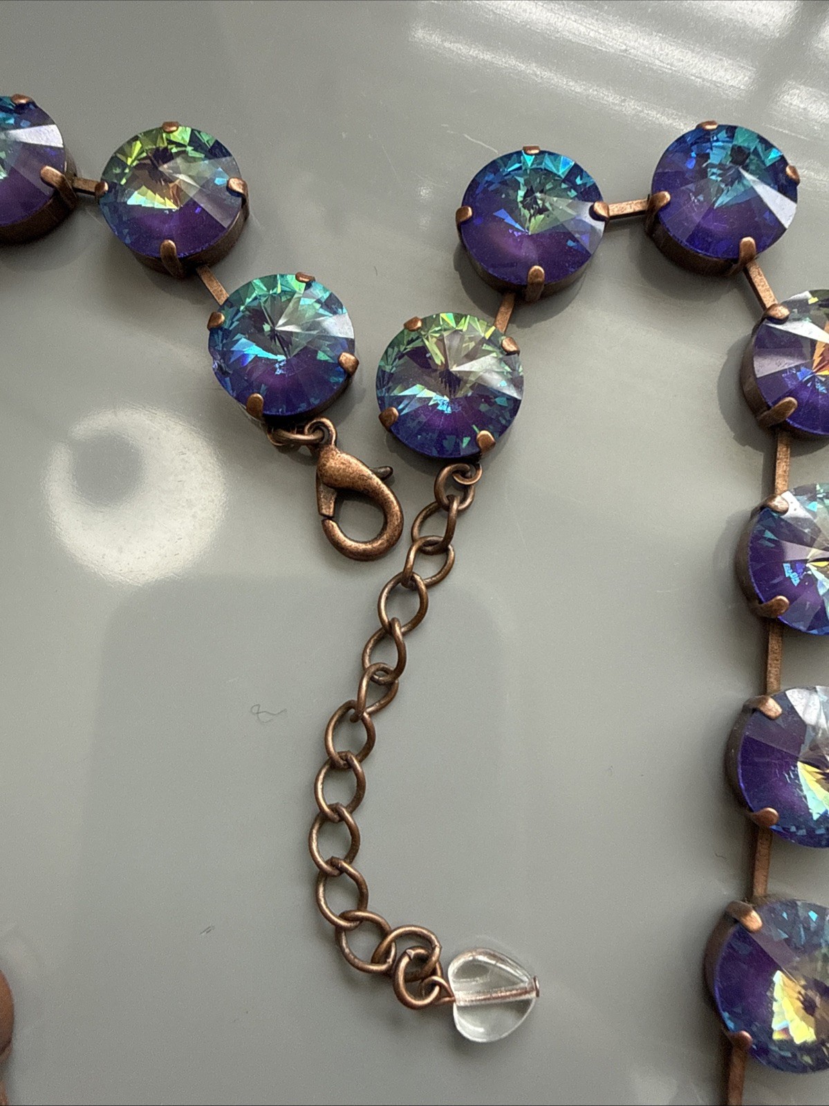Authentic Sabika Manhattan Choker Necklace 15mm Iridescent Blue Teal Crystal