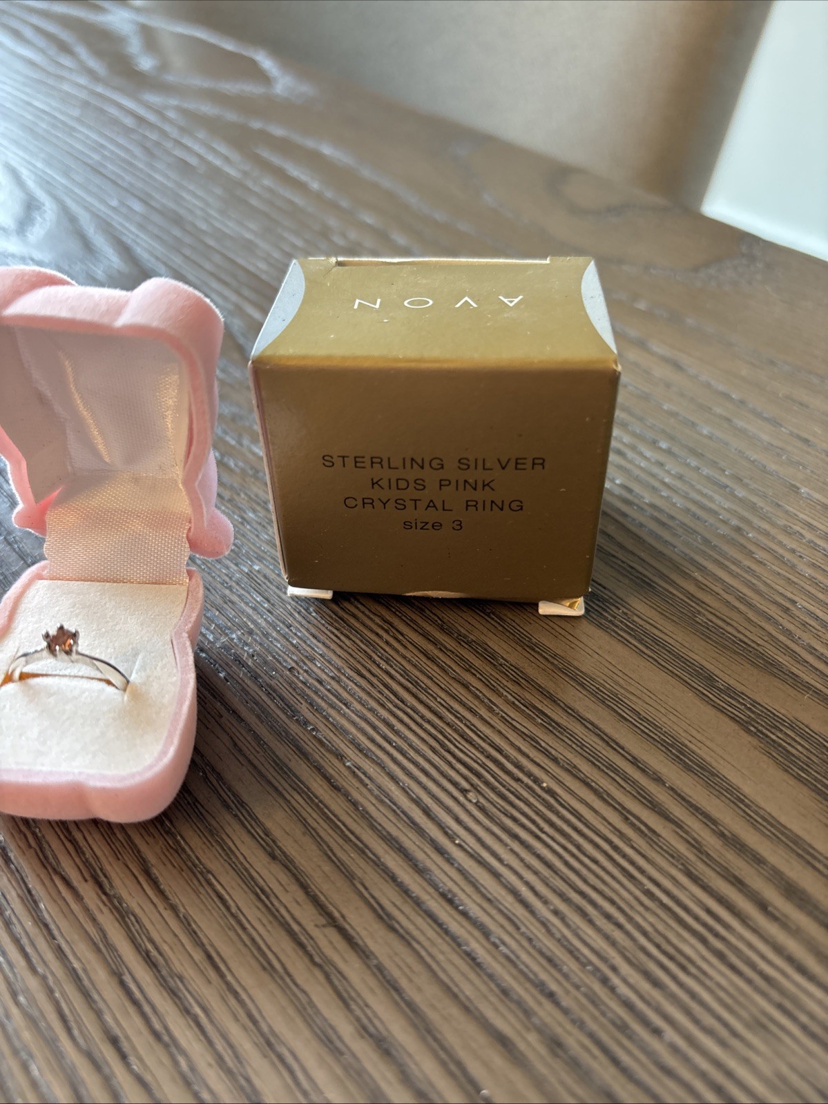 Vintage Avon Sterling Silver Kids Pink Crystal Ring Size 3 Pink Fuzzy Bear 925