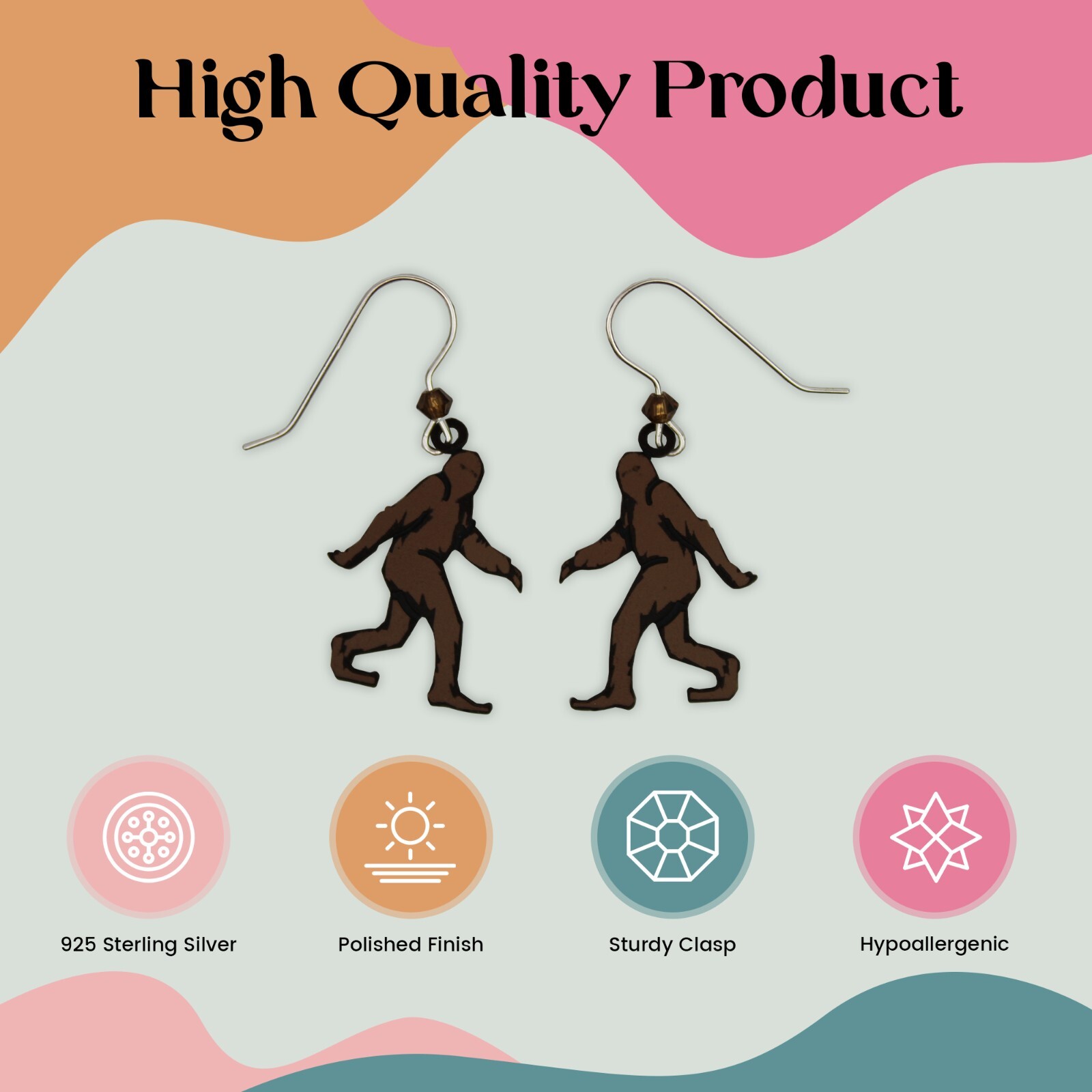 FashionJunkie4Life Sterling Silver Dangling Bigfoot Earrings