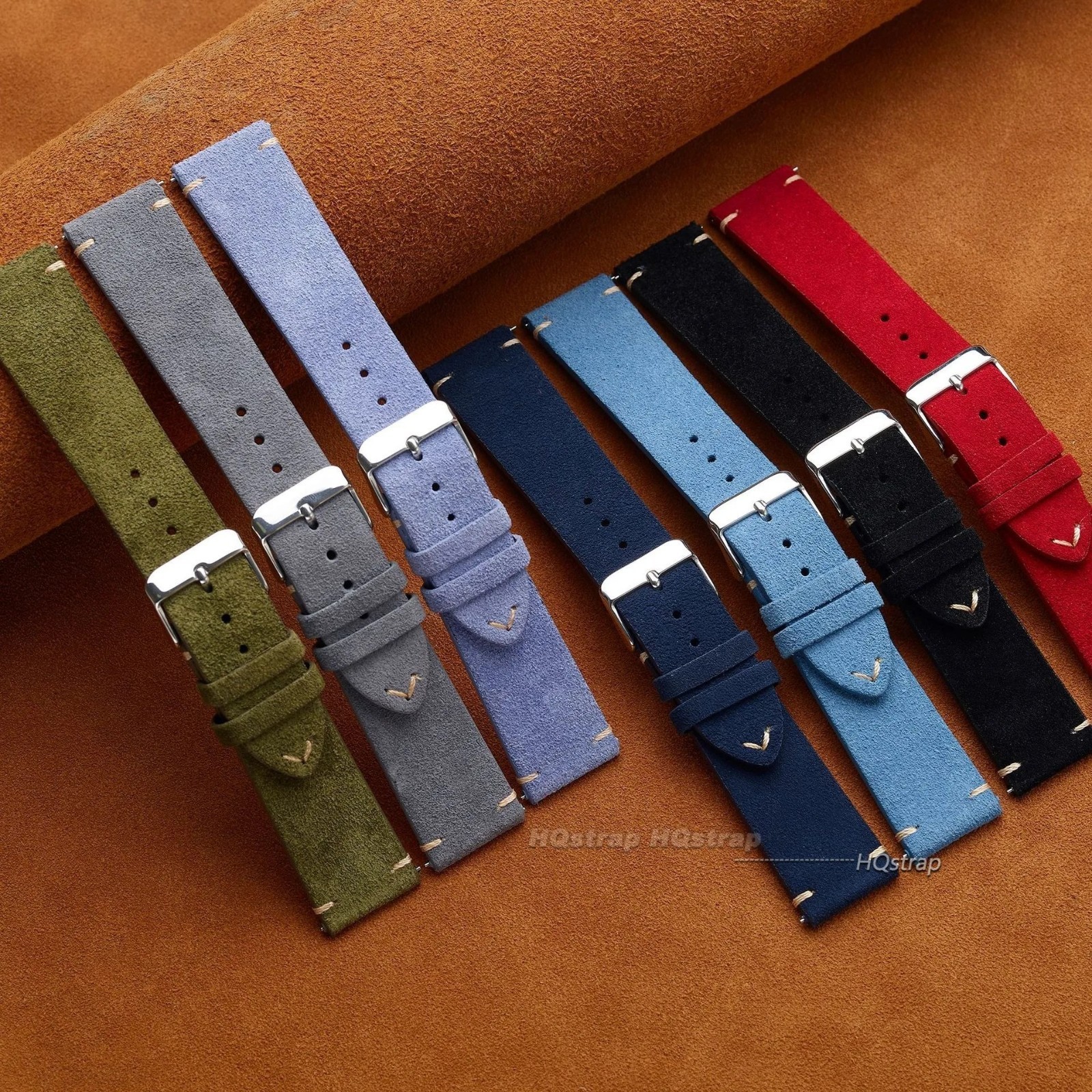 18 19 20 21 22 MM Soft Suede Leather Vintage Strap Watch Band Quick Release