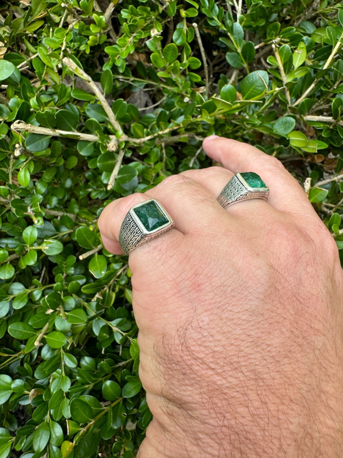 6ct Natural Green Emerald Real Genuine Gemstone Mens Real Solid 925 Silver Ring