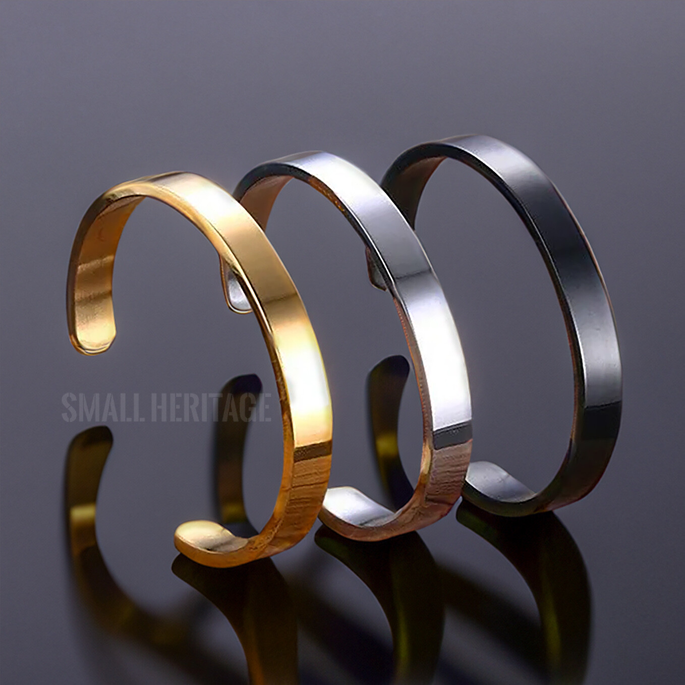 Men’s Cuff Bracelet Stainless Steel Bangle Gold Silver Black Viking Norse