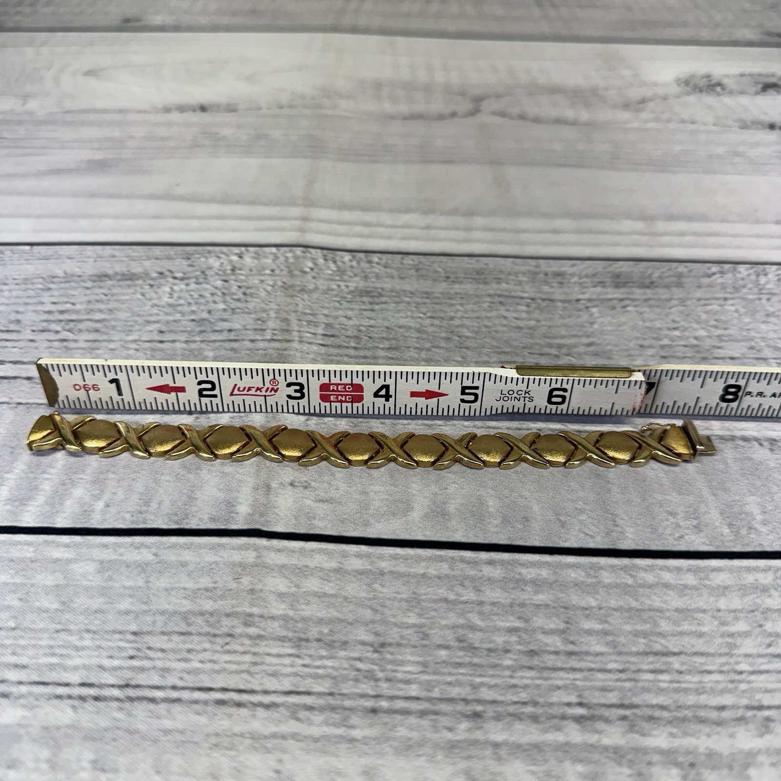 14k Yellow Gold XOXO Hugs & Kisses 7.5” Bracelet VTG 585 Stamped Maker Mark