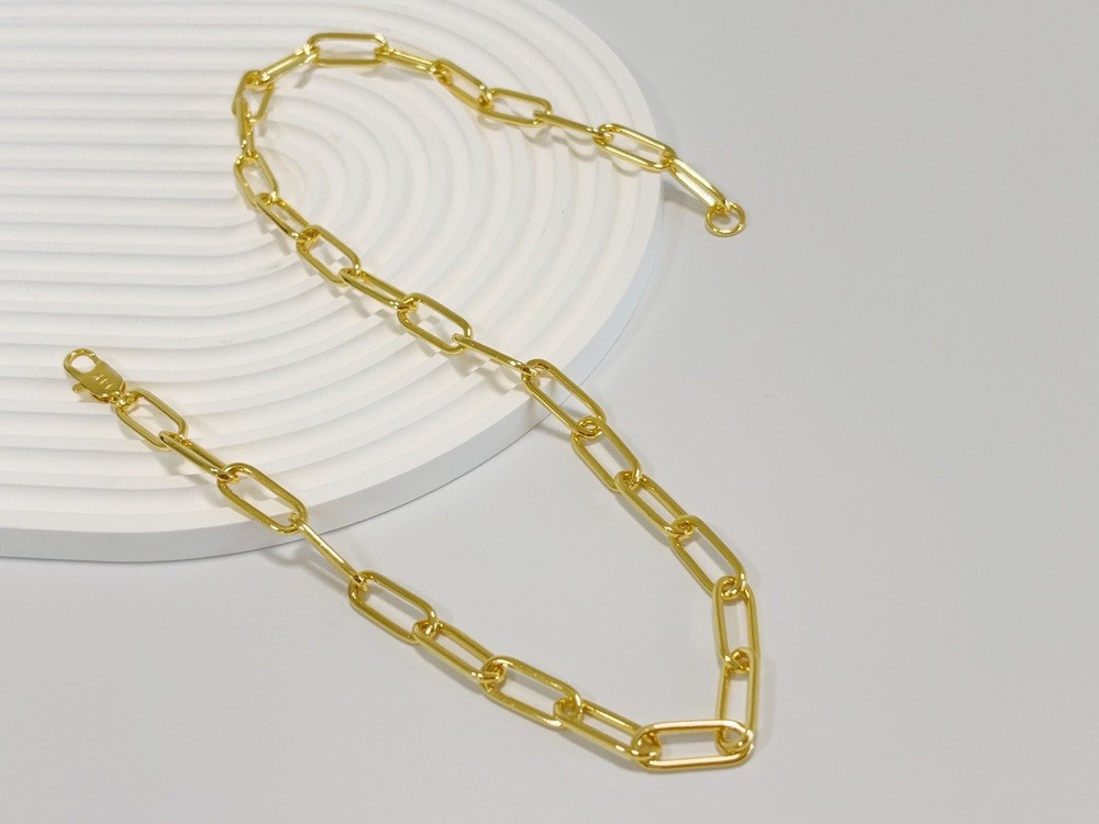 14K Yellow Gold Bold Paperclip Chain Link Layer Necklace 10mm 30inch