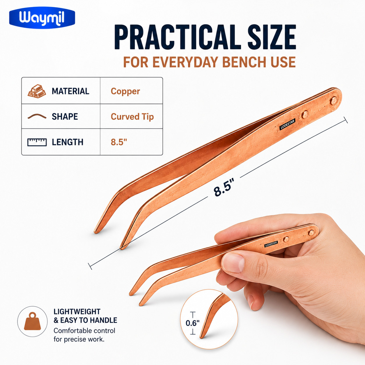 Copper Tongs Curved Tip Copper Tweezers For Pickler Jewelry Pickling Solution