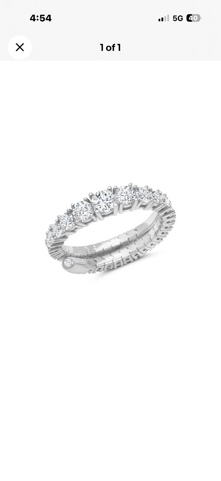 New Authentic Crislu Graduated CZ Adjustable Ring in Platinum Color Sz 7-9