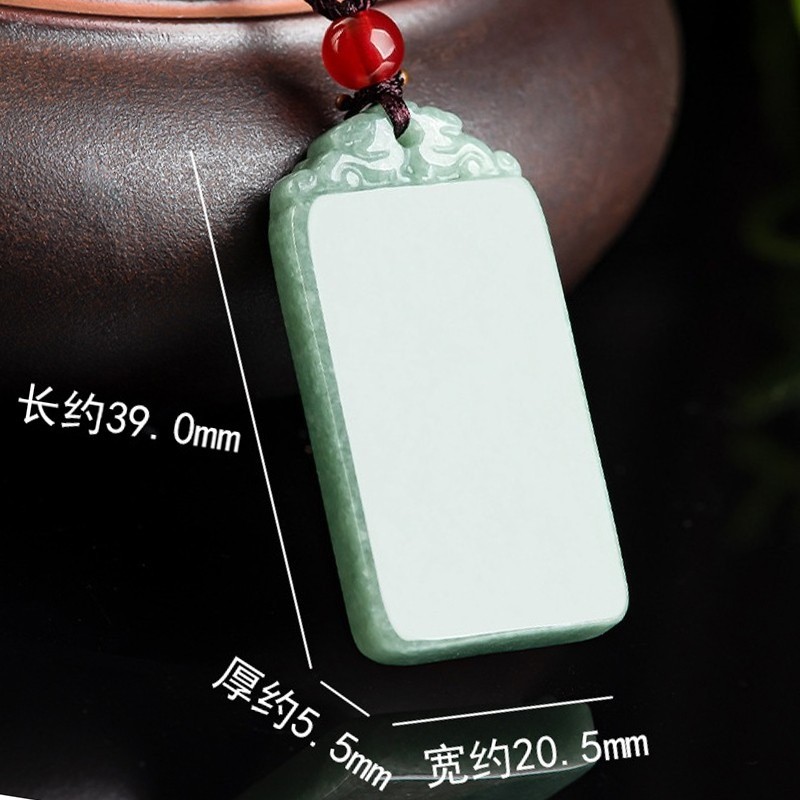4Pcs 4 Colors Certified Natural A Jade Carving Rectangle Lucky Pendant Necklace