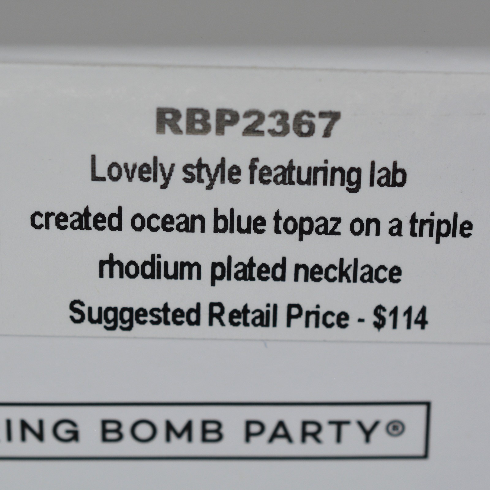 Ocean Blue Topaz Necklace – Rhodium – 18 inch – Bomb Party – RBP2367