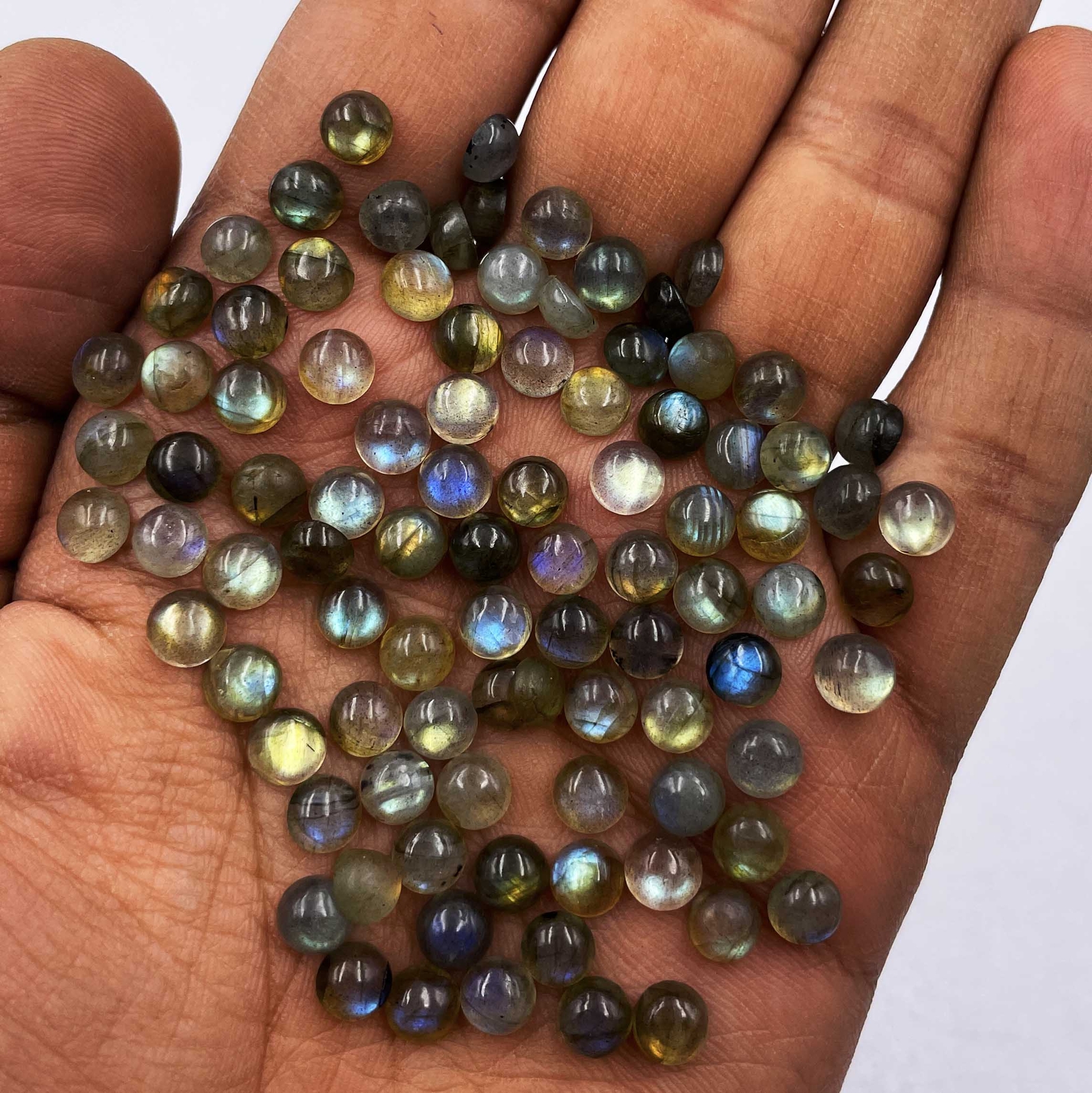Natural Labradorite Round Cabochon Loose Gemstone Lot 105 Pcs 6 MM 100 CT