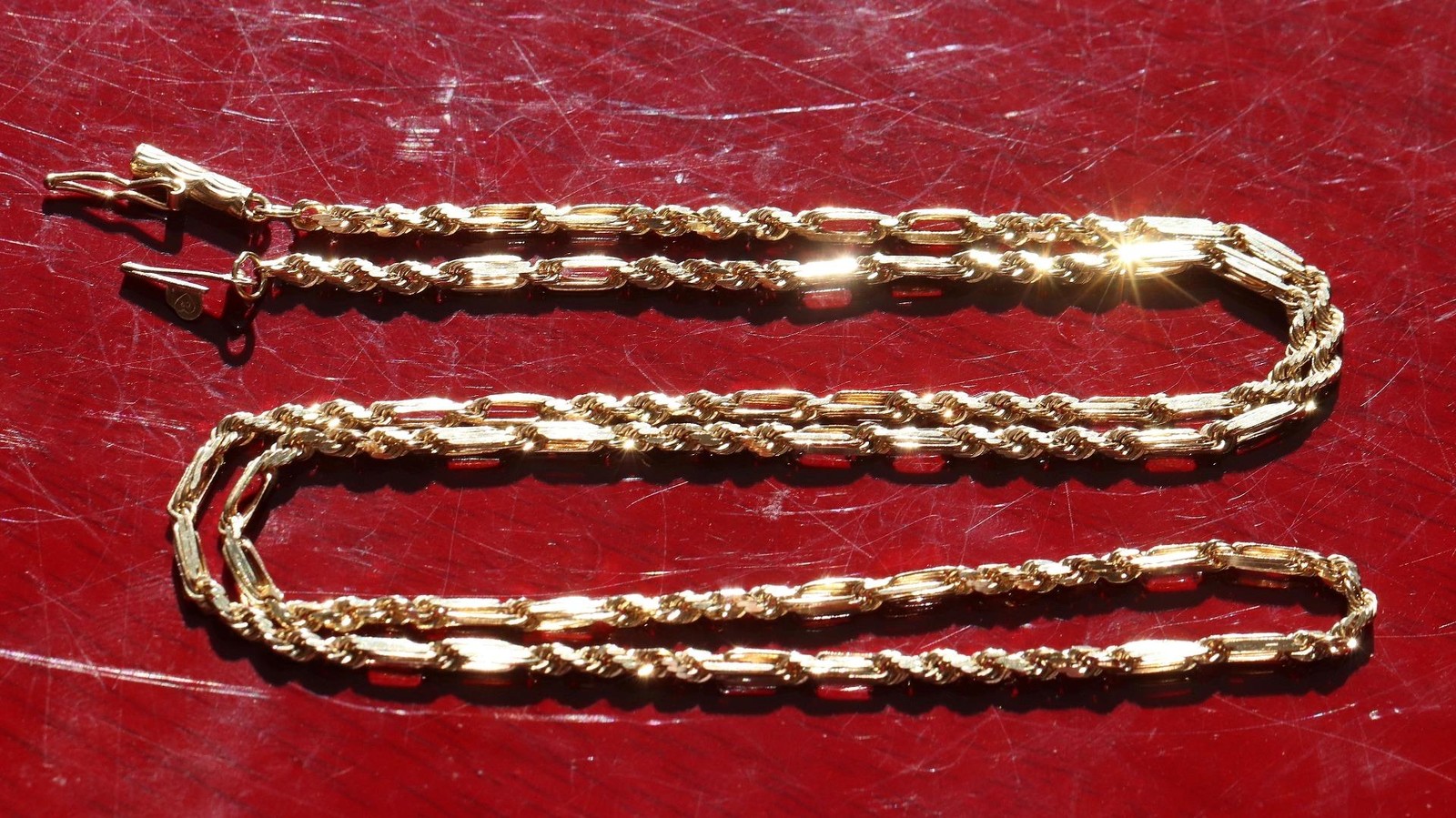 14k yellow gold necklace 20.0″ Figarope chain vintage 7.90gr N3637 Fortunoff