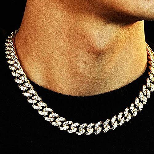8MM Gold Plated CZ Cuban Link Chain Hip Hop Iced CZ Out Cuban Necklace/Choker