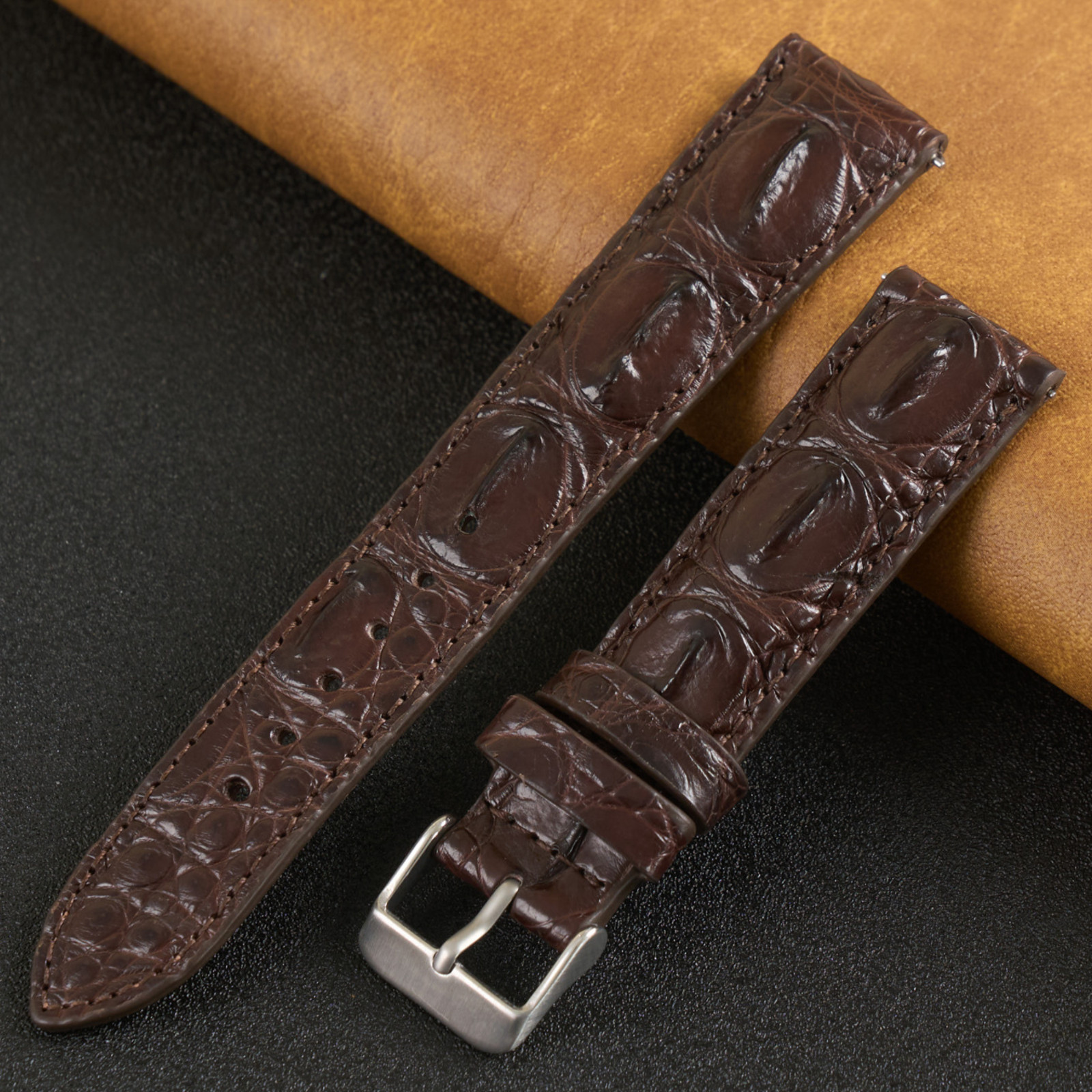 Crocodile Hornback Leather Watch Strap Genuine Crocodile Watch Band Men Handmade