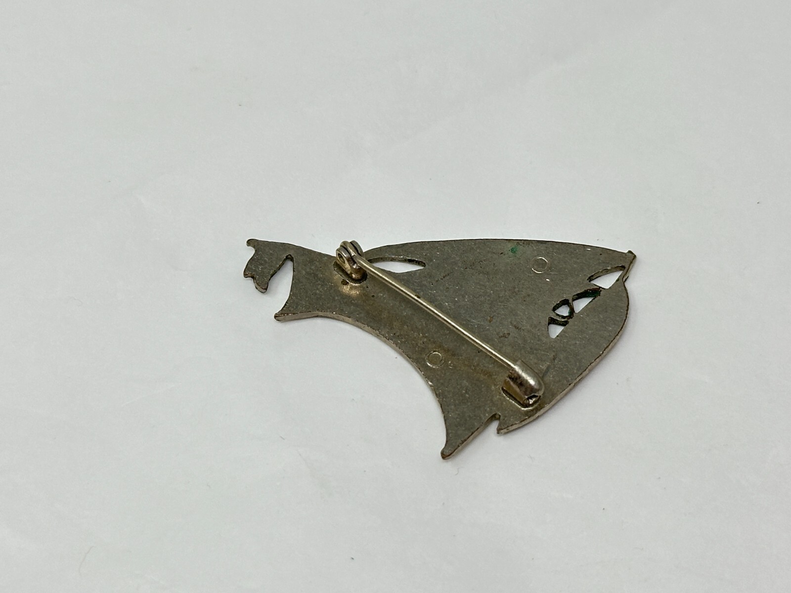 Vintage Silvertone White Orange Blue Enamel Sailboat Boat Pin