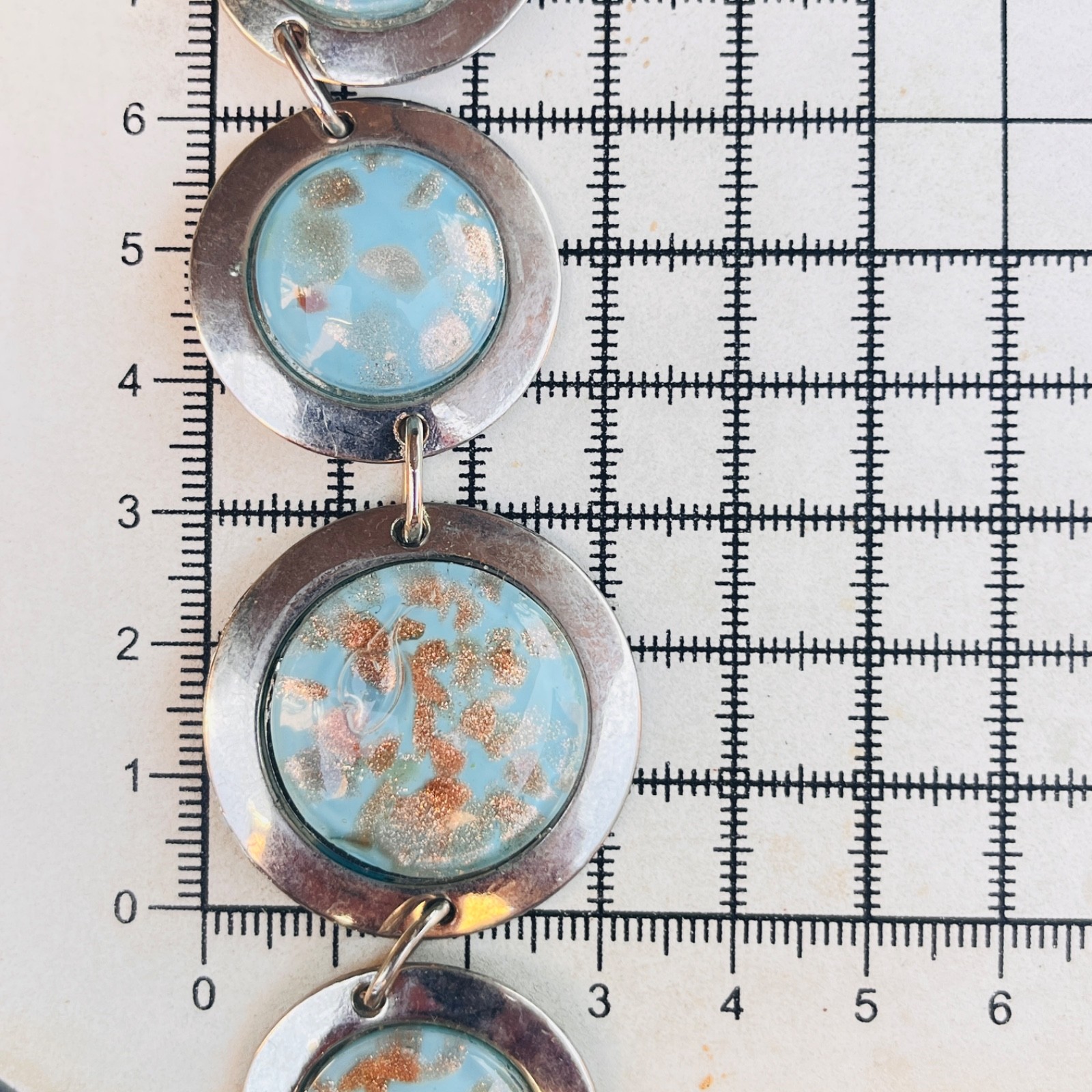 Dichroic Glass Toggle Bracelet Blue Aventurine Glass 23-25 cm Wearable Length