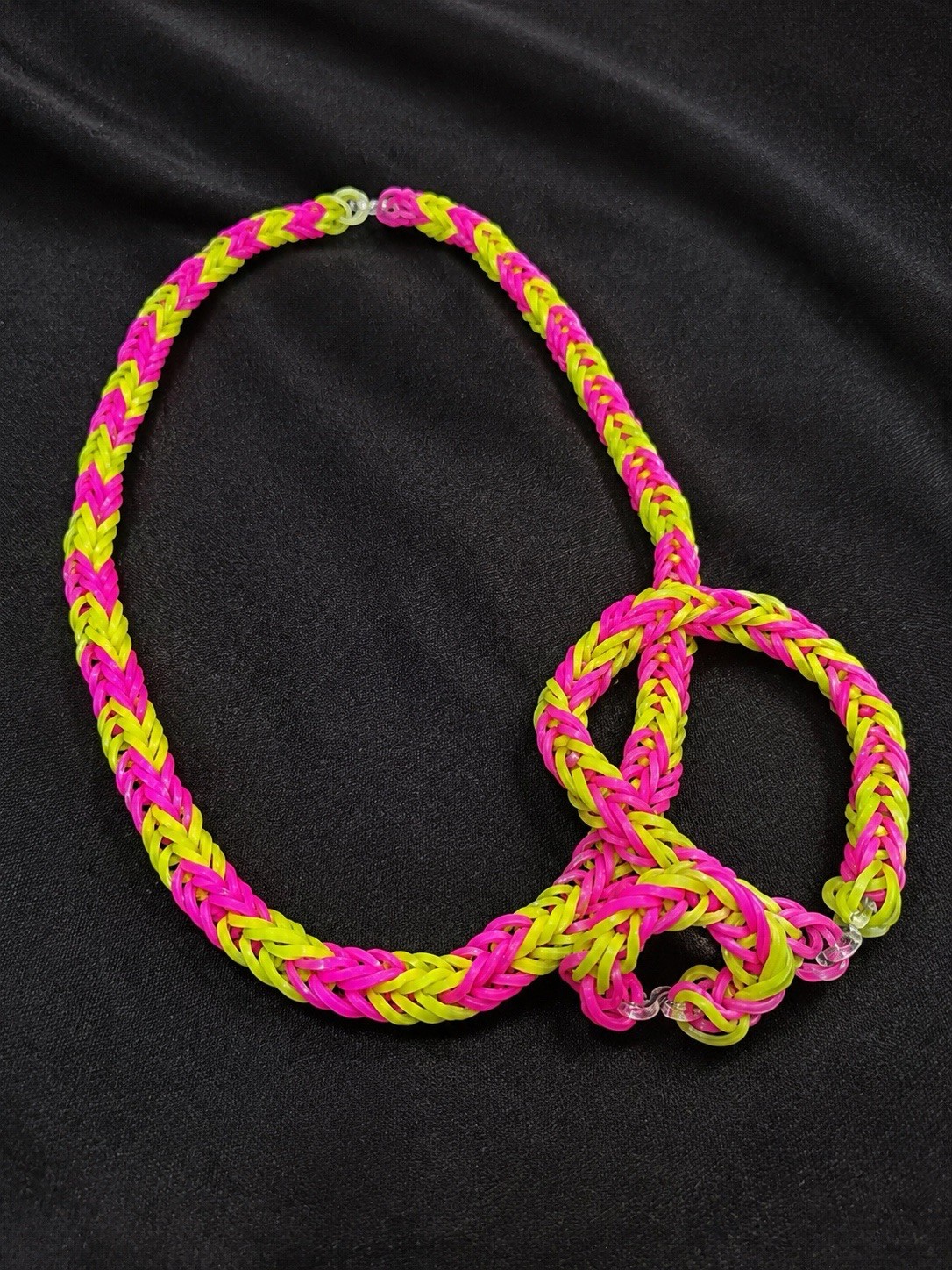 Braided Beaded Rubber Bracelet Pink Yellow for girls all 3