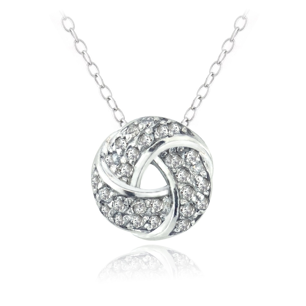 925 Silver 1/4ct TDW Natural Diamond Love Knot Necklace, (H-I, I2)