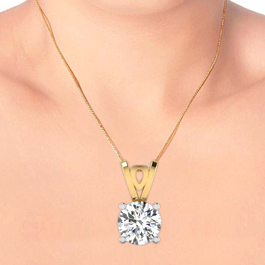 14Kt Yellow Gold 1.00 Ct Lab Grown Round Cut Diamond Solitaire Pendant 0.50 in