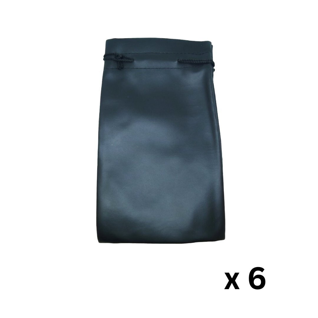 Novel Box Black Leatherette Drawstring Jewelry Pouch 4.5″ x 8″ – 6pcs