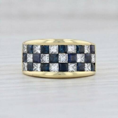 2.10Ct Princess Sapphire & Simulated Diamond 14K Yellow Gold Finish Party Ring