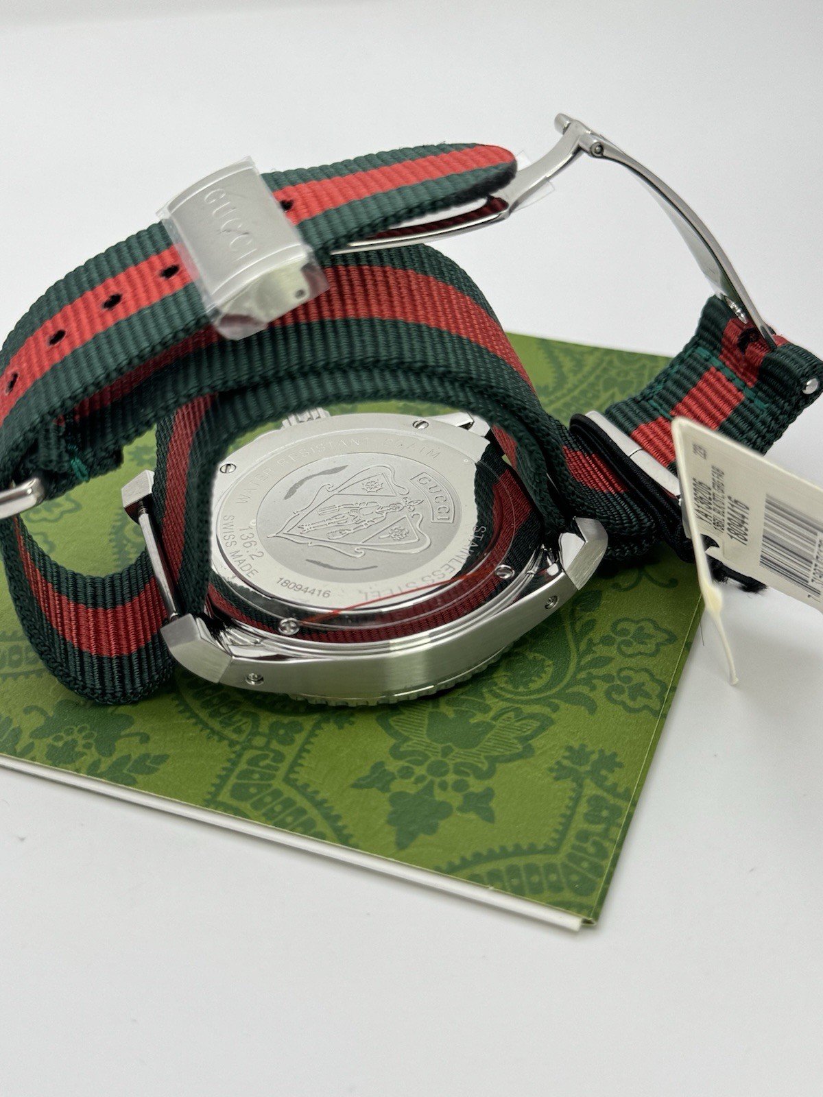 GUCCI YA136206 Dive Black Dial Red and Green Nylon Men’s Watch