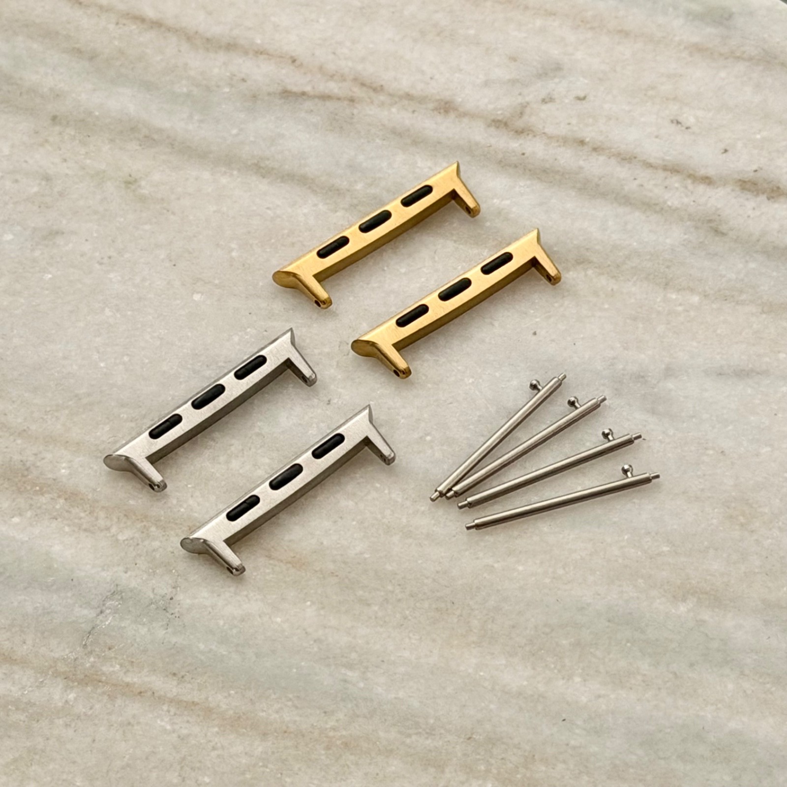 Apple Watch Band Connectors, 24mm Strap Adapters, Stainless Steel, Gold, Silver