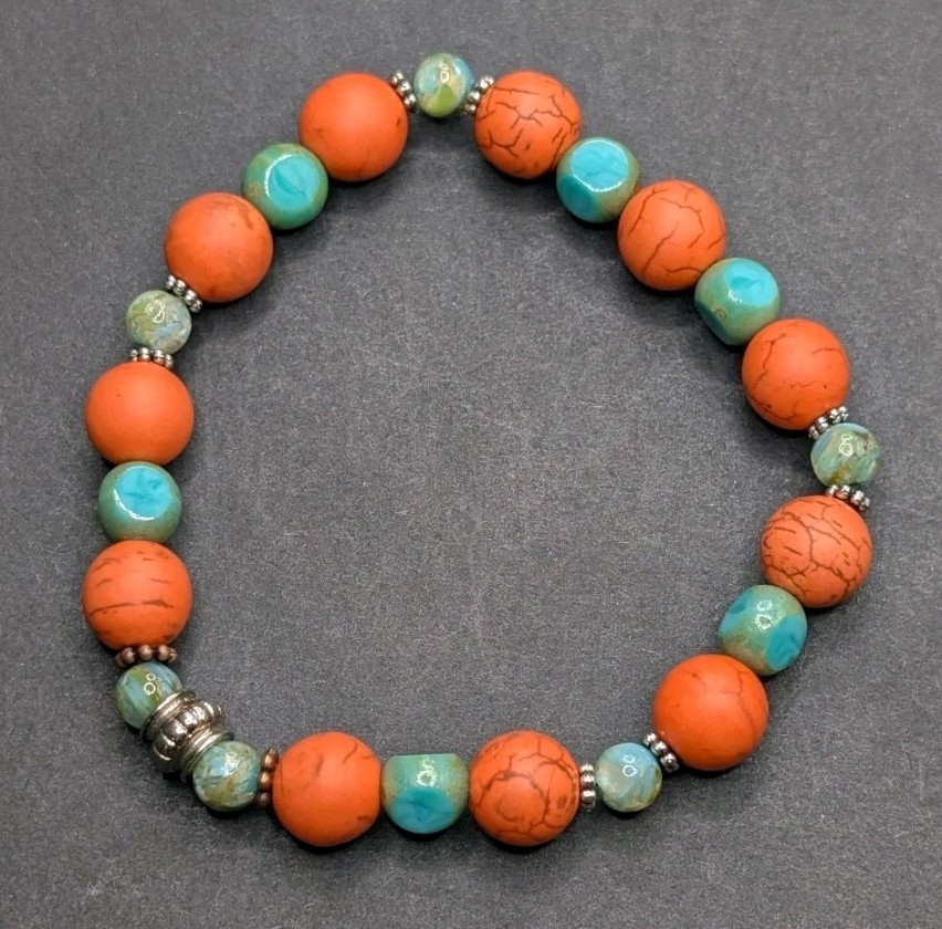 Unisex Stylish Mixed 6-8mm Beaded Stretch Bracelet (18cm) M Wrist