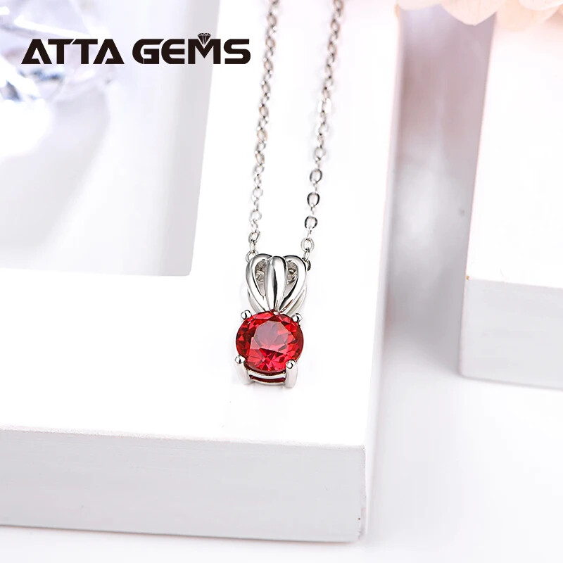 1 Carat Ruby Pendant Round Cut Pendant Necklace Gift for Her Gorgeous Pendant