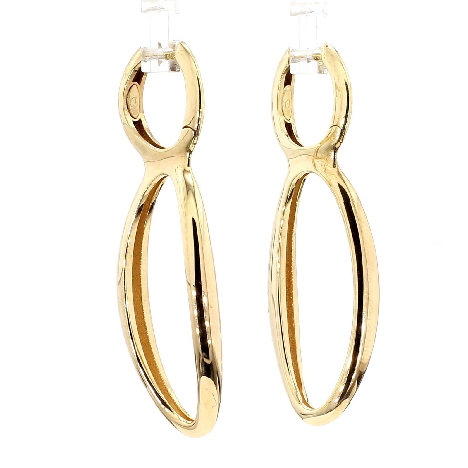14K Gold Open Twisted Drop Earrings With Diamond Pave – Made in Italy