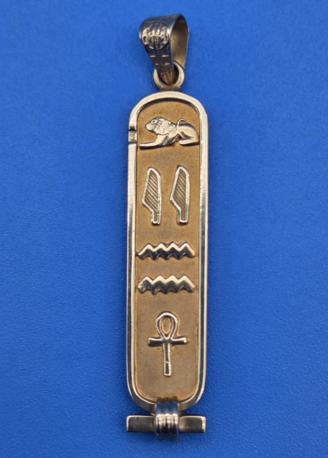 Authentic Solid 18KT YG Egyptian Cartouche Hieroglyphs Pendant Egypt 5.44 G