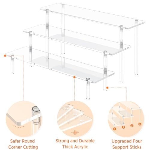 3 Tier Acrylic Display Risers, Large Perfume Organizer Stand, Clear