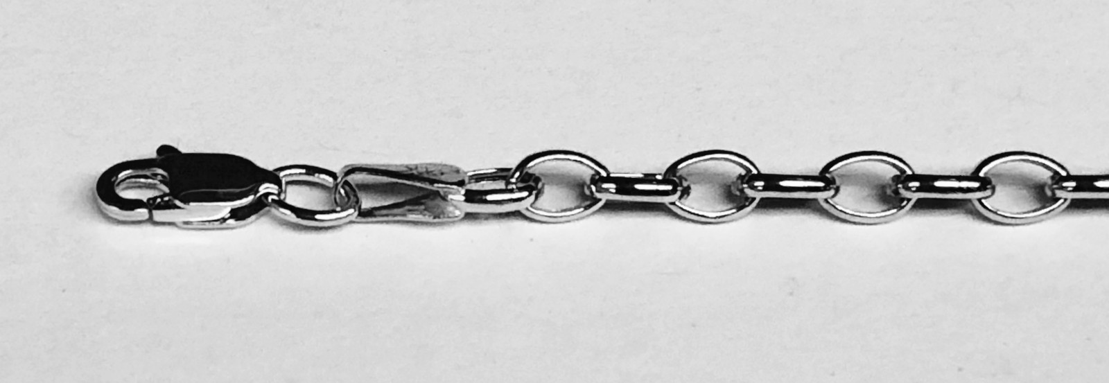 14k White Gold Oval Cable ROLO Link Pendant Chain/Necklace 18″ 3.3 mm 3.9 grams