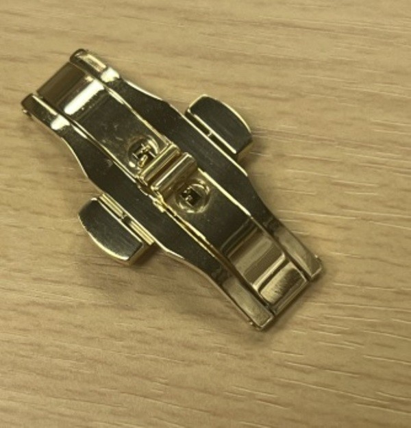 Stainless Steel Push Button Butterfly Deployment Gold Clasp/Buckle 6×25 mm