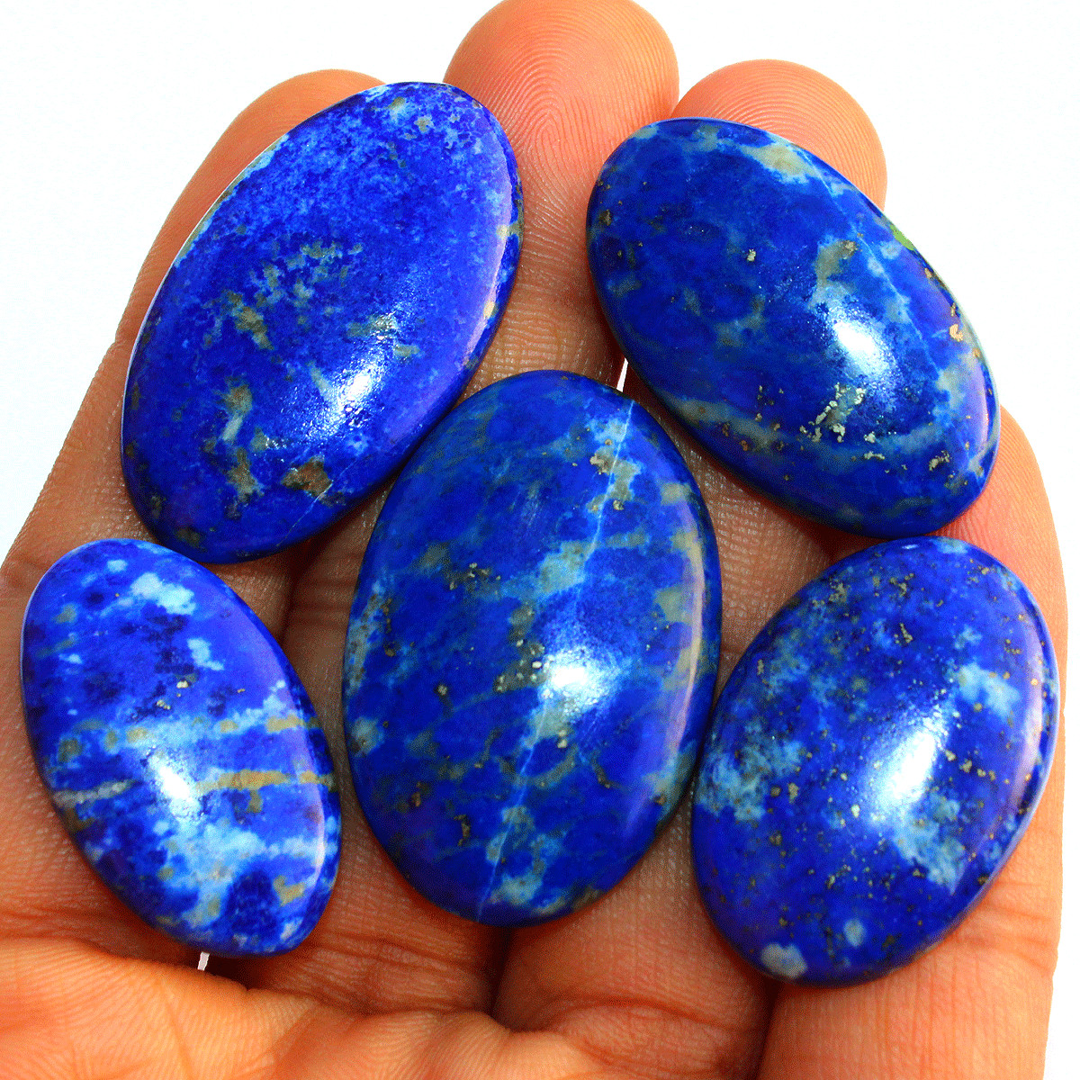 5 PC Natural Lapis Lazuli High Quality Untreated 30-37mm Oval Cabochon Gemstones